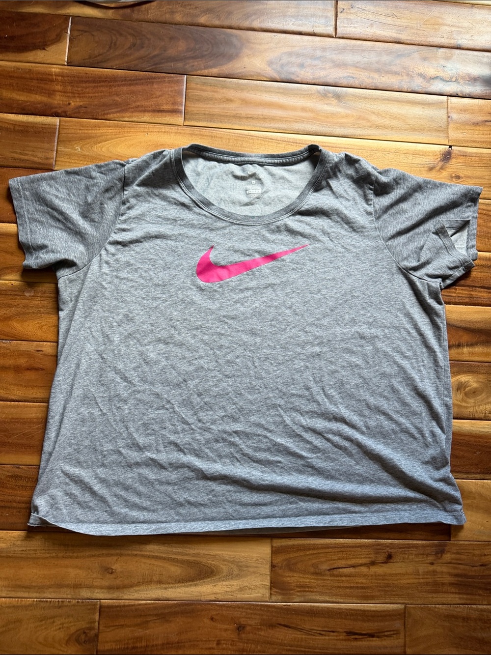 Nike Gray T-Shirt with Pink Swoosh